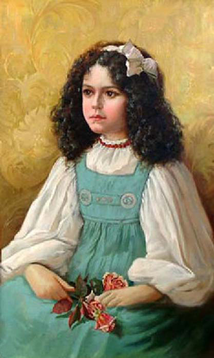 Girl Holding A Posy Of Roses